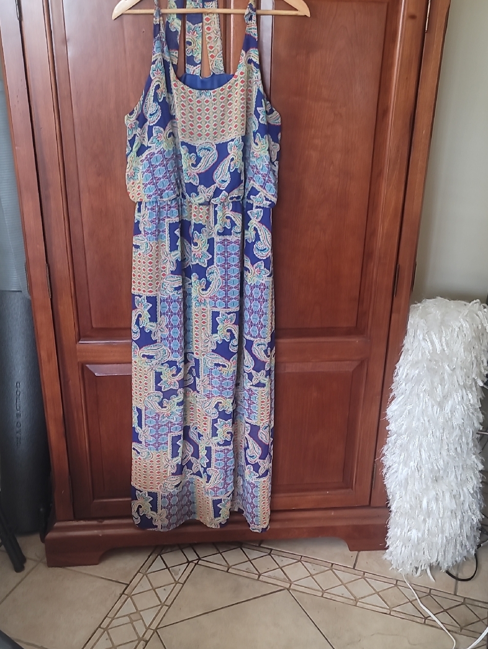 Women's Blue Paisley Maxi Dress SZ L